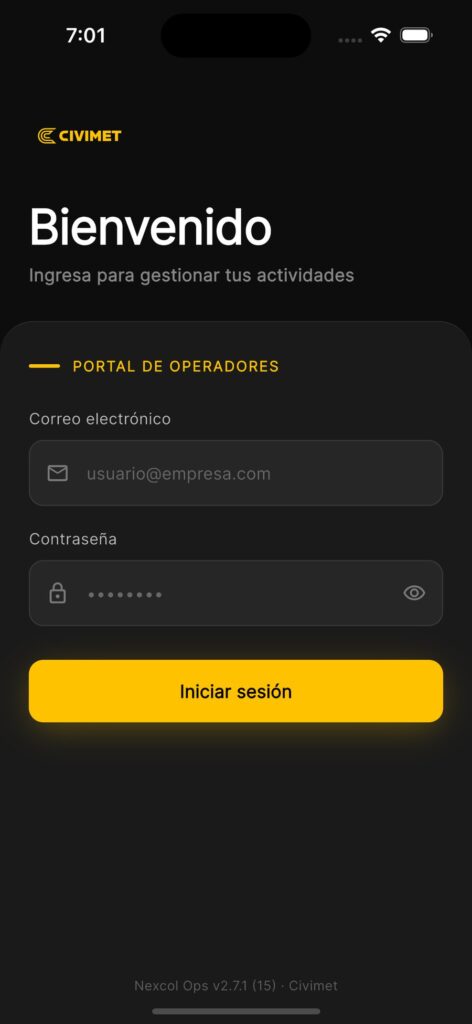 Portal de operadores con la marca de Civimet
