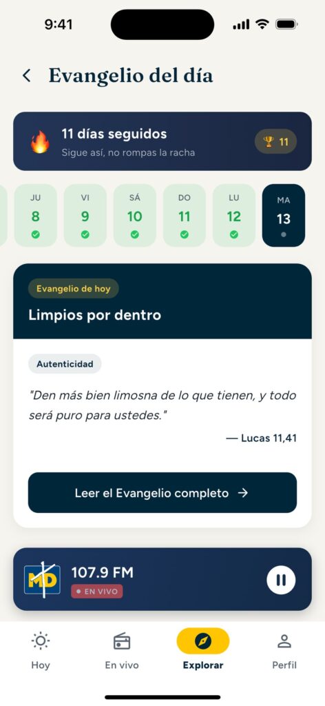 Evangelio del día con la racha de la semana