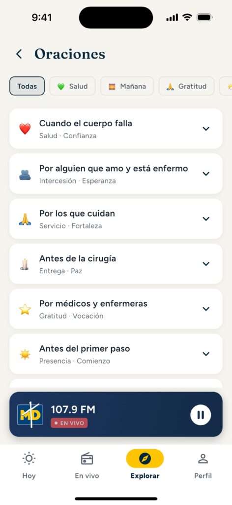 Oraciones para cada momento, por categoría