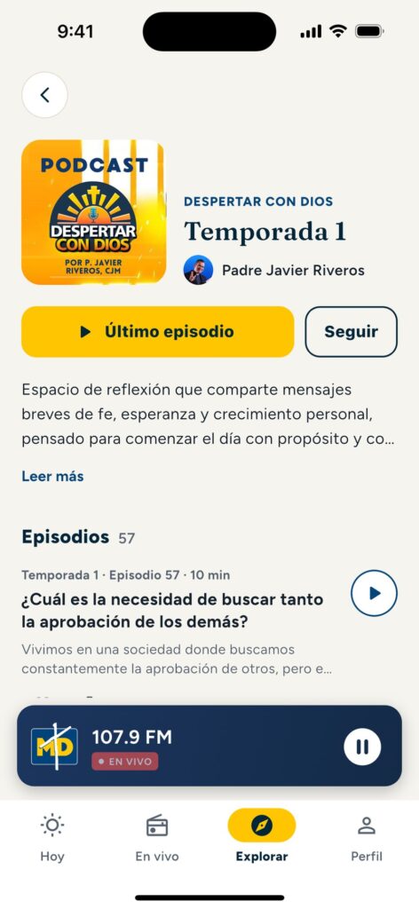Ficha del podcast con temporadas y episodios