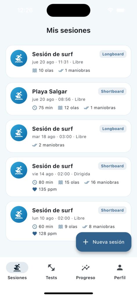 App: las sesiones del surfista, guardadas aunque no haya señal
