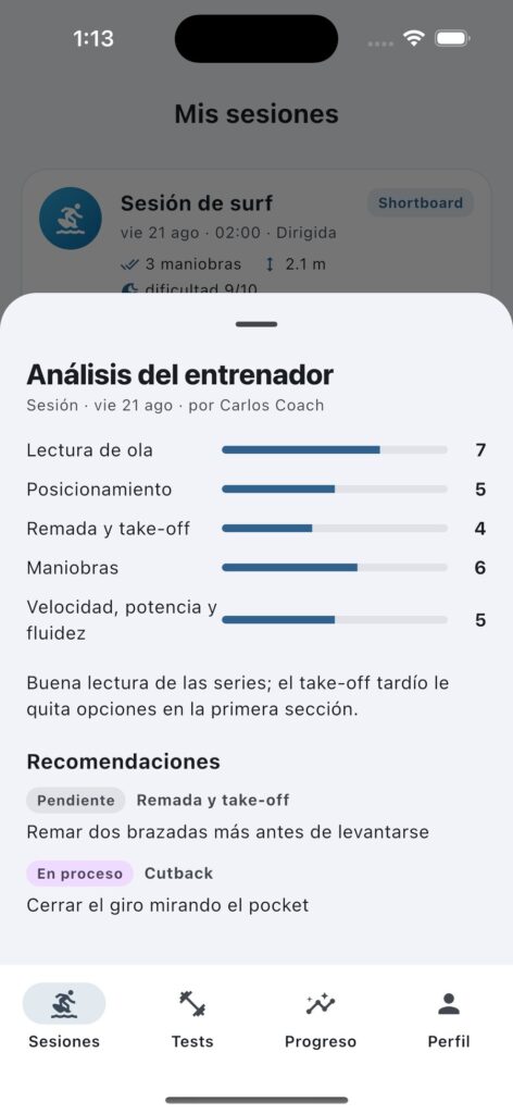El análisis del entrenador llega a la app con sus recomendaciones